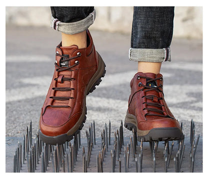 Men Leather Safety Work Boots Steel Toe Puncture-proof Indestructible Safety Shoes Staleneus Construction Welding Work Boots