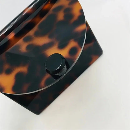 New Brand Acrylic Evening Bags Black Amber Leopard Clutch Purse Luxury Designer Women Wallet Wedding Bridal Party Prom Handbag