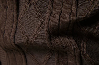 Cotton Argyle Cardigan Men Casual Single Breasted Solid Color Business Mens Cardigans New Winter Fashion Sweater Man
