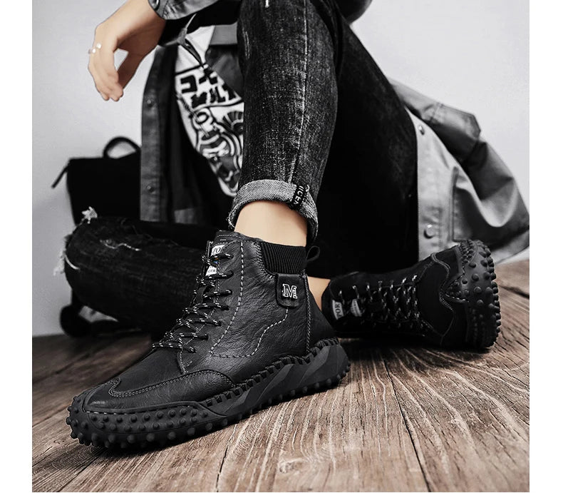 Winter Warm Men's Casual Shoes Fashion Men's Leather Boots Comfortable Men's Ankle Boots Outdoor High Quality Hiking Boots Men