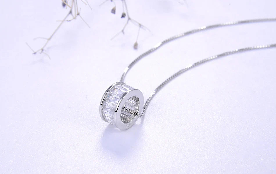 Trendy Simple Necklace 925 Sterling Silver Women Necklaces With 3 Big Circle AAAA Zircon Jewelry Wedding Gift OSN175