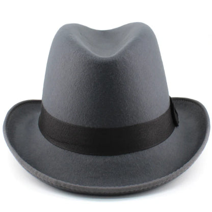 Men Women Wool Classical Homburg Hats Bowtie Band Fedora Caps Trilby Sunhat Jazz Winter Warm Adjustable Size M-L 7 1/8-7 3/8