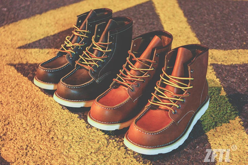 Men's Ankle Boots American retro tooling boots Casual Crazy Horse Leather Men's Boots Vintage Man Lace up Boots 2025