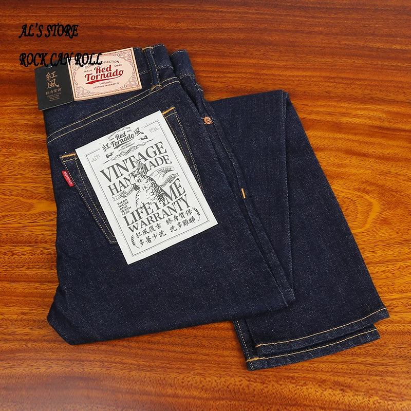Washed Slim Fitting Pants Sanforized Raw Denim Jeans 12oz