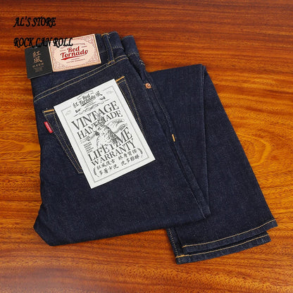 Washed Slim Fitting Pants Sanforized Raw Denim Jeans 12oz
