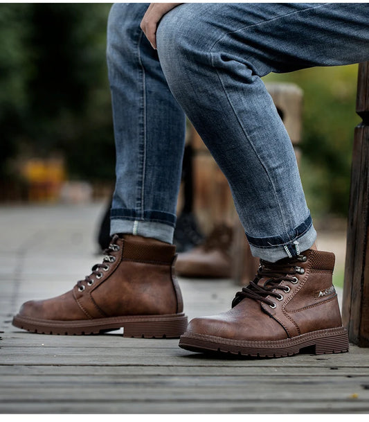 Mens Work Boots 2025 Fashion Outdoor Leather Steel Toe Indestructible Shoes Men Anti Slip Puncture Proof Safety Shoes Boot Man