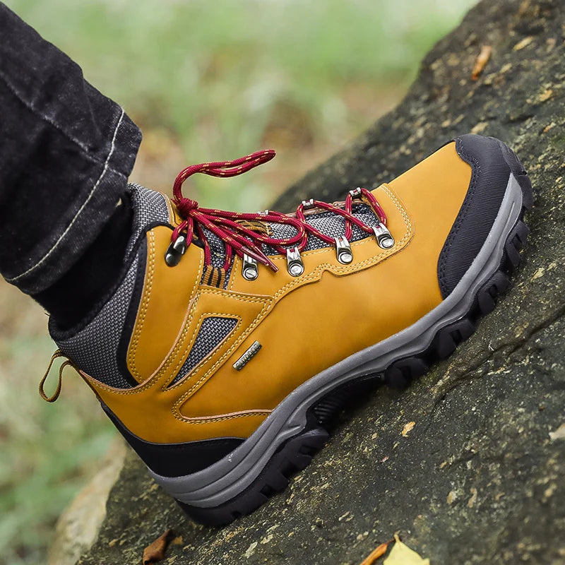 Brand Men's Ankle Boots Waterproof Leather Sneakers Breathable Outdoor Men Hiking Boots No-slip Men's Work Shoes Size 39-47