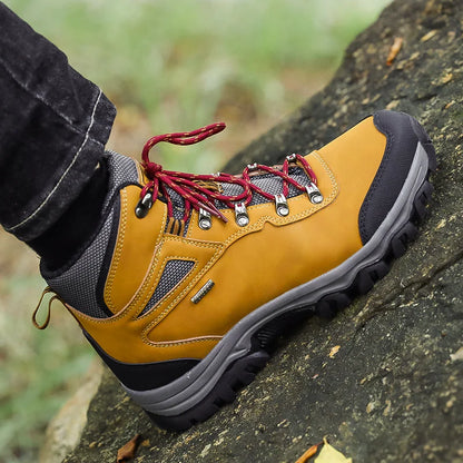 Brand Men's Ankle Boots Waterproof Leather Sneakers Breathable Outdoor Men Hiking Boots No-slip Men's Work Shoes Size 39-47
