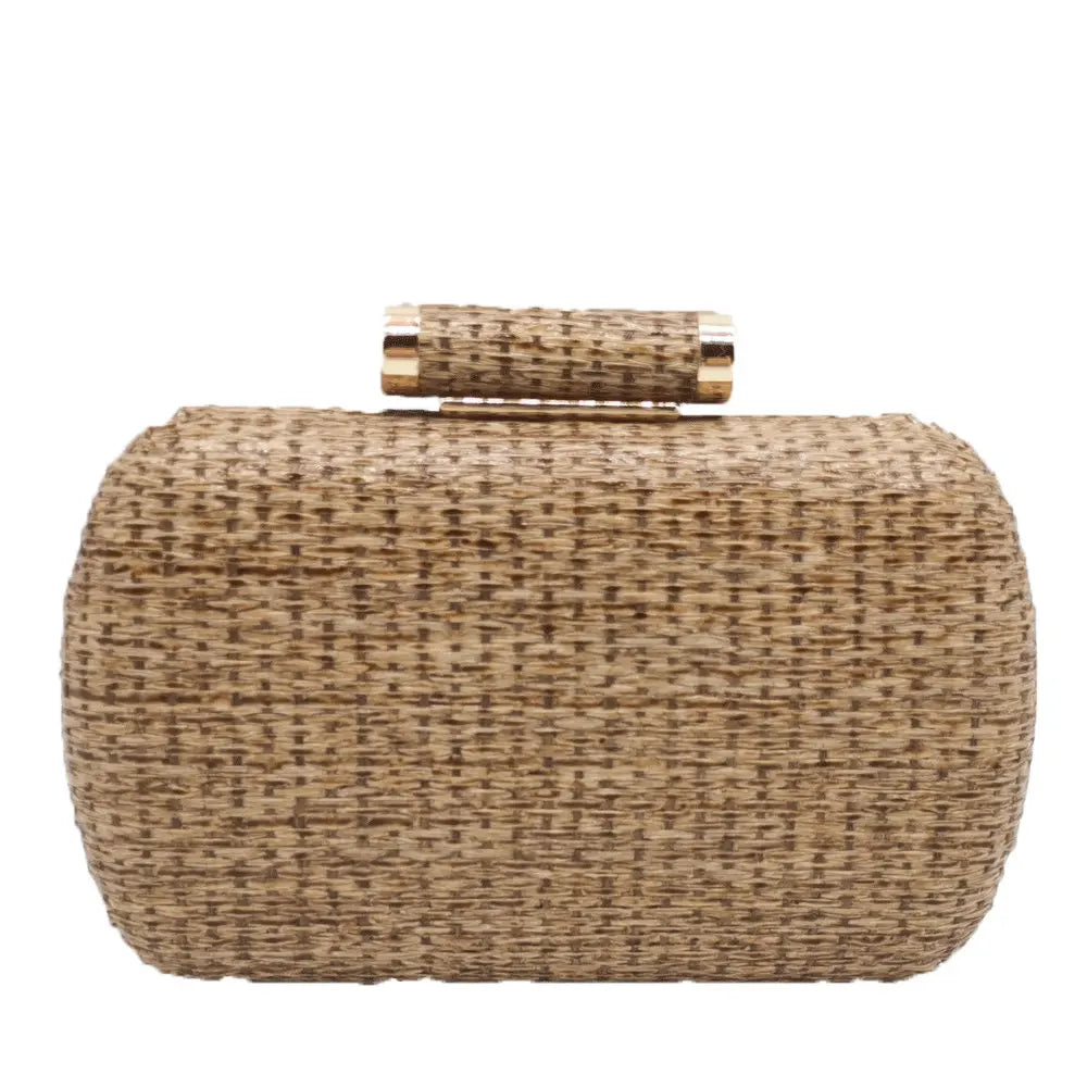 Straw Women Metal Clutches Chain Shoulder and Crossbody Bags Ladies Party Cockatail Evening Beach Clutch Purse