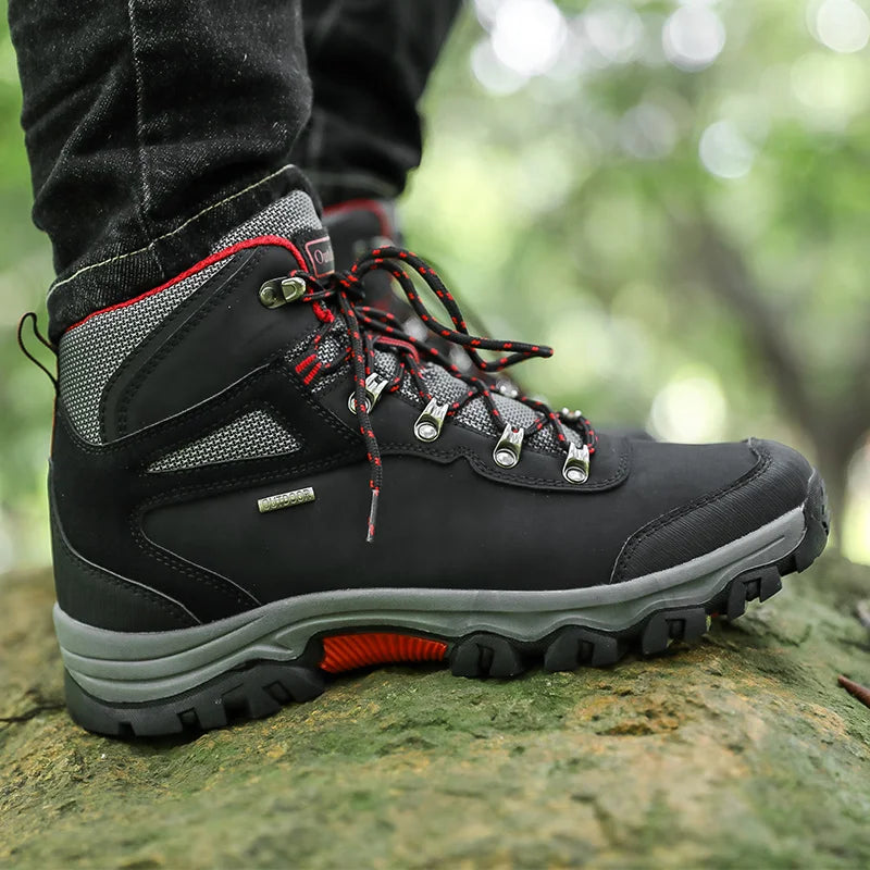 Brand Men's Ankle Boots Waterproof Leather Sneakers Breathable Outdoor Men Hiking Boots No-slip Men's Work Shoes Size 39-47