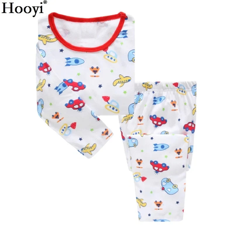 Digger Vehicle Baby Boys Clothes Suits 100% Cotton Children Pajamas Kids Sleepwear Sets Nightgown PJ'S Long Tees Shirts Pant Set