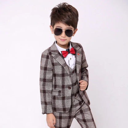 School uniform Dress for boys Formal Tuxedo Suits for Weddings Blazer Vest Pants Kids Gentleman Party Child Clothing Sets B043