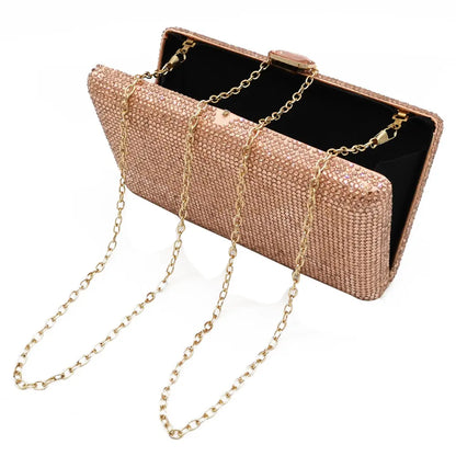 Women Black Crystal Clutch Evening Bags Wedding Bridal Rhinestone Box Handbags Party Dinner Diamond Clutch Purse