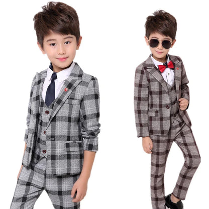 School uniform Dress for boys Formal Tuxedo Suits for Weddings Blazer Vest Pants Kids Gentleman Party Child Clothing Sets B043