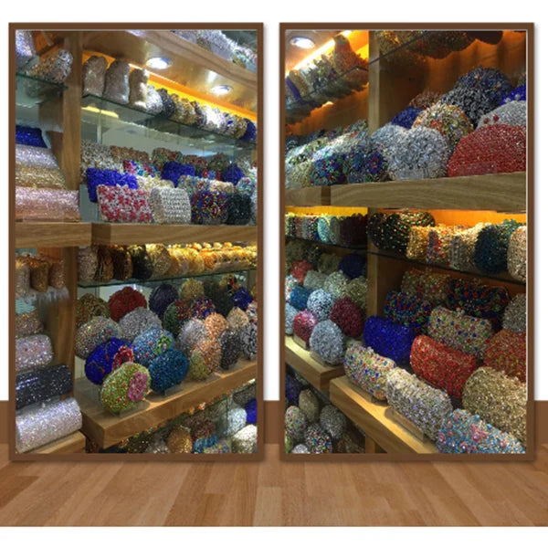 Golden Silver Color Stones Money Clutch Bag Women Crystal Clutches Bridal Handbags Wedding Party Cocktail Minaudiere Bag Purse
