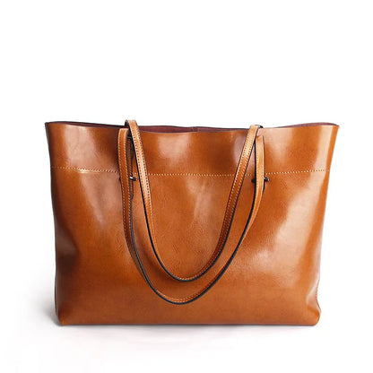 New Brown Women Handbag 100% Genuine Leather Female Shoulder Purse Ladies Black Tote Bag Large Capacity Shopping Bags
