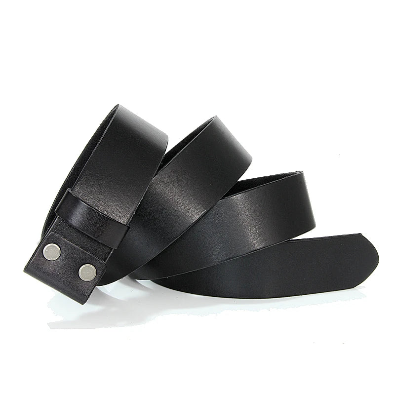 3.3cm and 3.8cm width Vintage No Buckle belt suit Smooth buckle belts men luxury Cowskin Soild Genuine leather without buckle