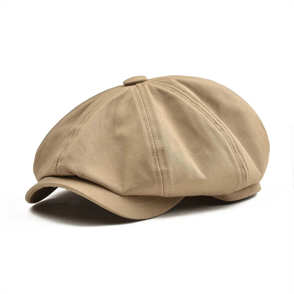 Newsboy Cap Men's Twill Cotton Eight Panel Hat Women's Baker Boy Caps Retro Big Large Hats Male Boina Black Beret 003