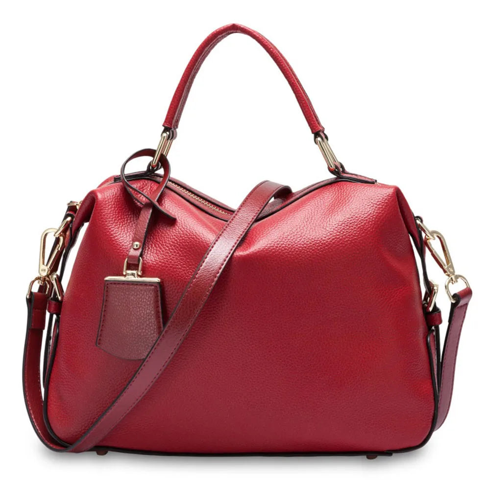 Dark Blue Women Boston Bag 100% Genuine Leather Handbags Female Charm Crossbody Purse Luxury Shoulder Bags For Work Shoppi