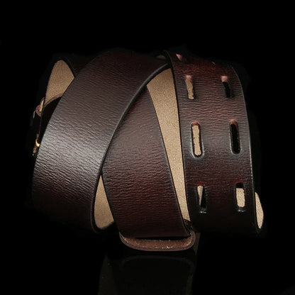 4 CM Width Fashion British Style Double Pin Buckle High Quality Genuine Leather Belt For Men Casual Jeans Waistbands Strap