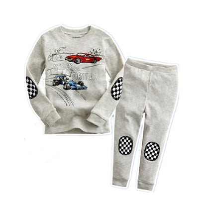 Digger Vehicle Baby Boys Clothes Suits 100% Cotton Children Pajamas Kids Sleepwear Sets Nightgown PJ'S Long Tees Shirts Pant Set