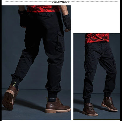 High Quality Khaki Casual Pants Men Tactical Joggers Camouflage Cargo Pants Multi-Pocket Fashions Black Army Trousers Work Wear