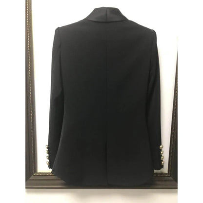 HIGH STREET Newest Fashion 2026 Designer Blazer Women's Shawl Collar Double Breasted Metal Buttons Belt Blazer Jacket