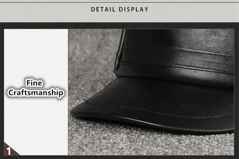 Genuine Leather caps Winter Warm Bomber Hats Sheepskin fuzz Earmuffs hat Men's Cap 모자 골프용품 땡처리 кепка casquette gorras hombre
