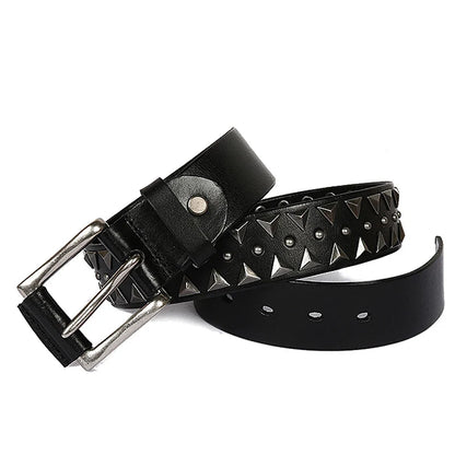 Genuine Leather Heavy Metal Rivet Punk Belts For Men Rock Stud Cowboy Belt Men Ceinture Homme Waist Belt Cinturon Mujer