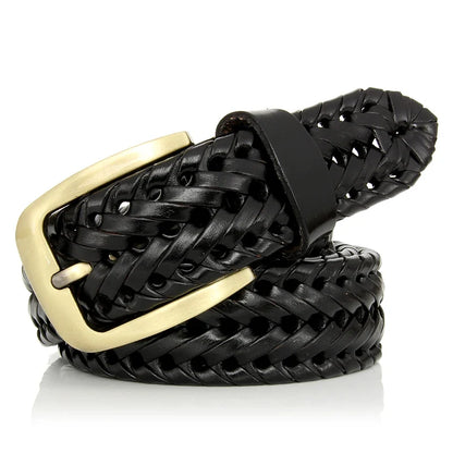 New Braided Belt Man Fashion Mens belts luxury genuine leather Good Cow second layer skin straps men for Jeans girdle Male