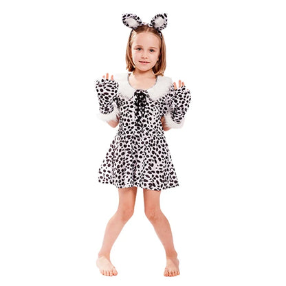 Cute Cartoon Animal Cosplay Girls Tiger Leopard Dress Halloween costume for Girl Christmas Carnival Outfit Headband