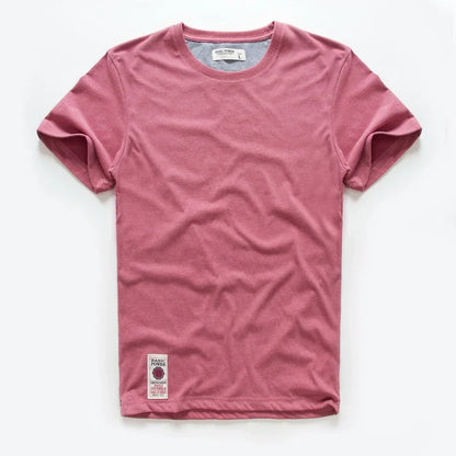 New Solid T-Shirt Mens Short Sleeve T-shirt Cotton Multi Pure Color Fancy Yarns Washing Tee Shirt for male V7S1T001