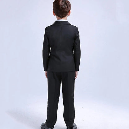 6Pcs Classic Boys Suits for Weddings Formal Blazer Kids Tuxedo Shirt Vest Party Ring bearer Suits Black