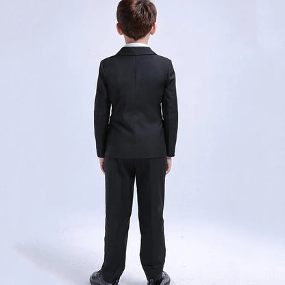 6Pcs Classic Boys Suits for Weddings Formal Blazer Kids Tuxedo Shirt Vest Party Ring bearer Suits Black