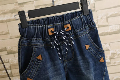 Large Size Women Fat MM Summer Students Denim Shorts Female Five Points Wide Leg Harem Trousers MZ1573