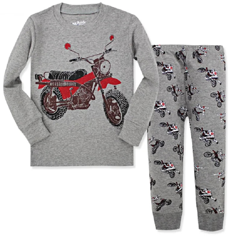 Digger Vehicle Baby Boys Clothes Suits 100% Cotton Children Pajamas Kids Sleepwear Sets Nightgown PJ'S Long Tees Shirts Pant Set