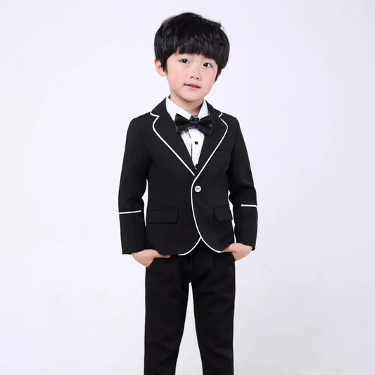 School Boys Suit for Weddings Prom Party 2T-12Y Children Slim Fit Suit Sets Boys Tuxedo Formal Blazer Pants Bowtie Costume F102