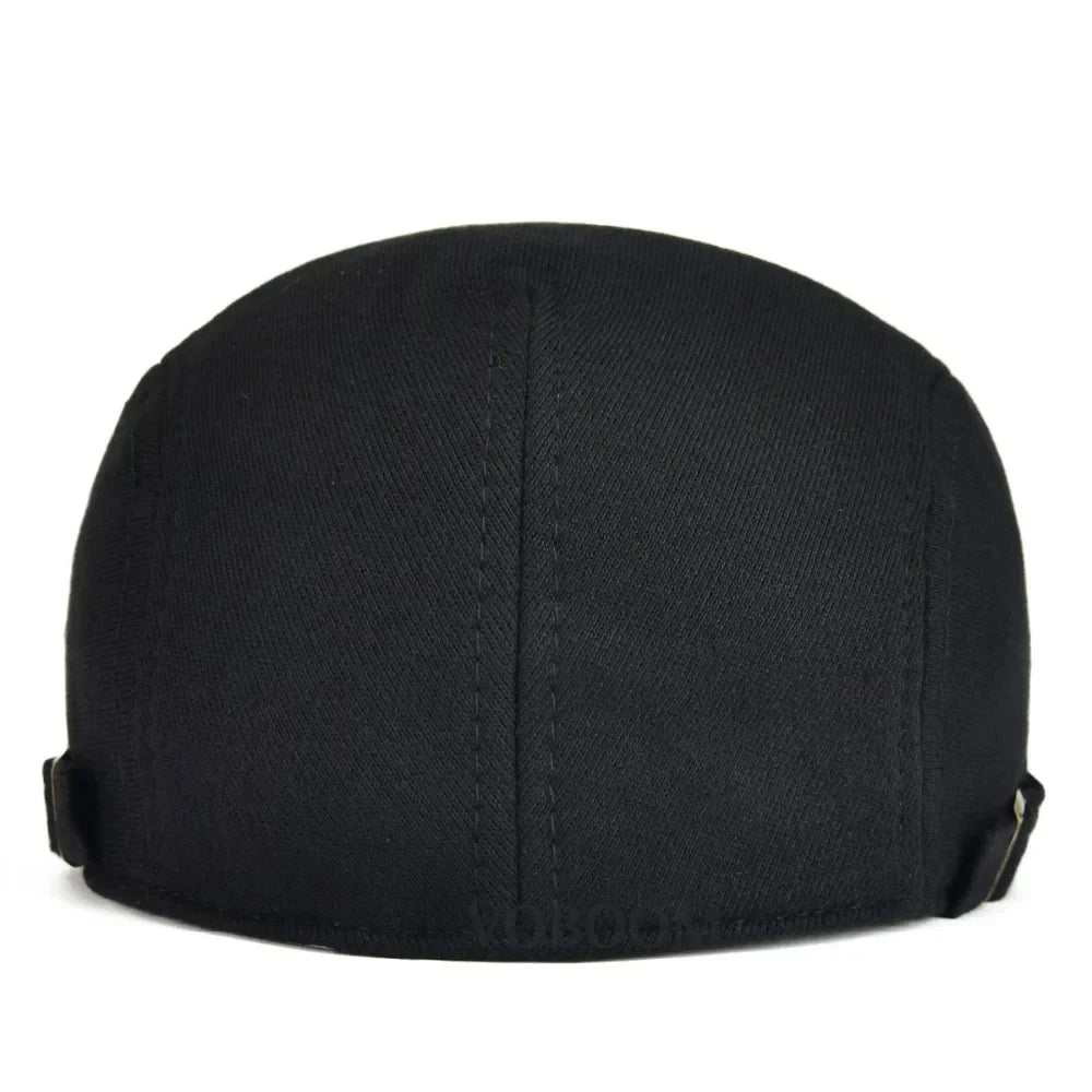 100% Cotton Men Black Flat Ivy Cap Soft Solid Color Gatsby Driving Cabbie Casual Hat Adjustable Newsboy Caps