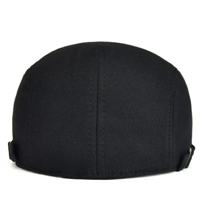 100% Cotton Men Black Flat Ivy Cap Soft Solid Color Gatsby Driving Cabbie Casual Hat Adjustable Newsboy Caps