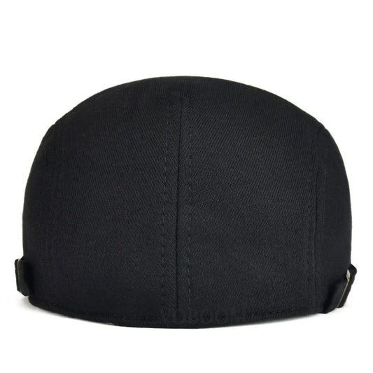 100% Cotton Men Black Flat Ivy Cap Soft Solid Color Gatsby Driving Cabbie Casual Hat Adjustable Newsboy Caps