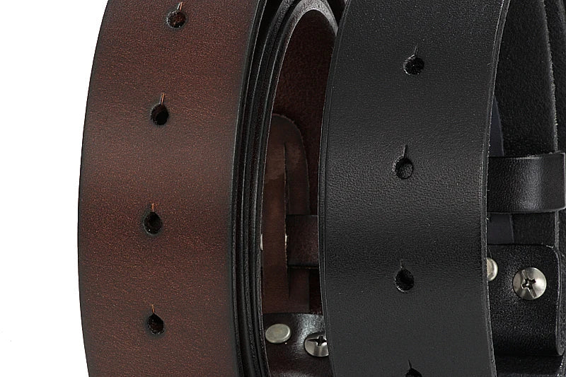 3.3cm and 3.8cm width Vintage No Buckle belt suit Smooth buckle belts men luxury Cowskin Soild Genuine leather without buckle