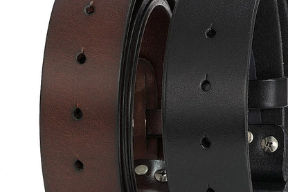 3.3cm and 3.8cm width Vintage No Buckle belt suit Smooth buckle belts men luxury Cowskin Soild Genuine leather without buckle