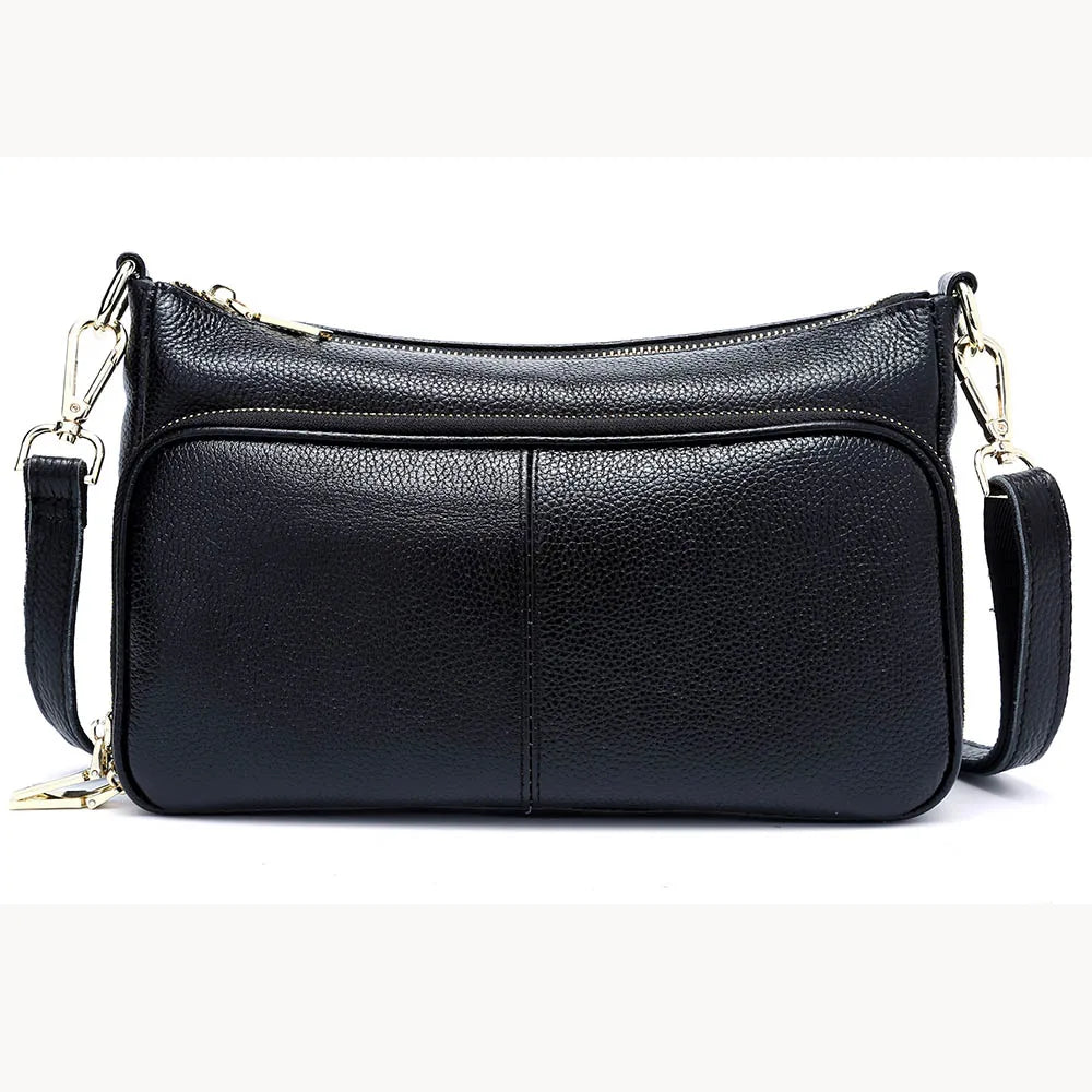 Women's Handbag 100% Genuine Leather Ladies Shoulder Crossbody Messenger Bag Fashion Hobos Black High Quality