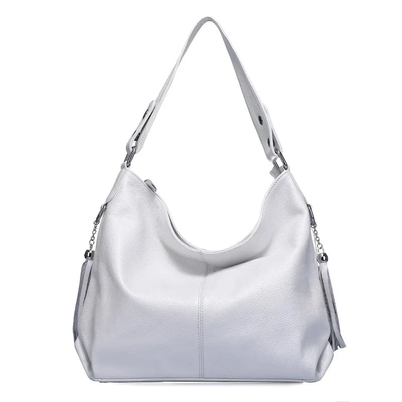 2026 New Fashion Soft Real Genuine Leather Tassel Women Handbag Elegant Ladies Hobo Shoulder Bag Messenger Purse Satchel