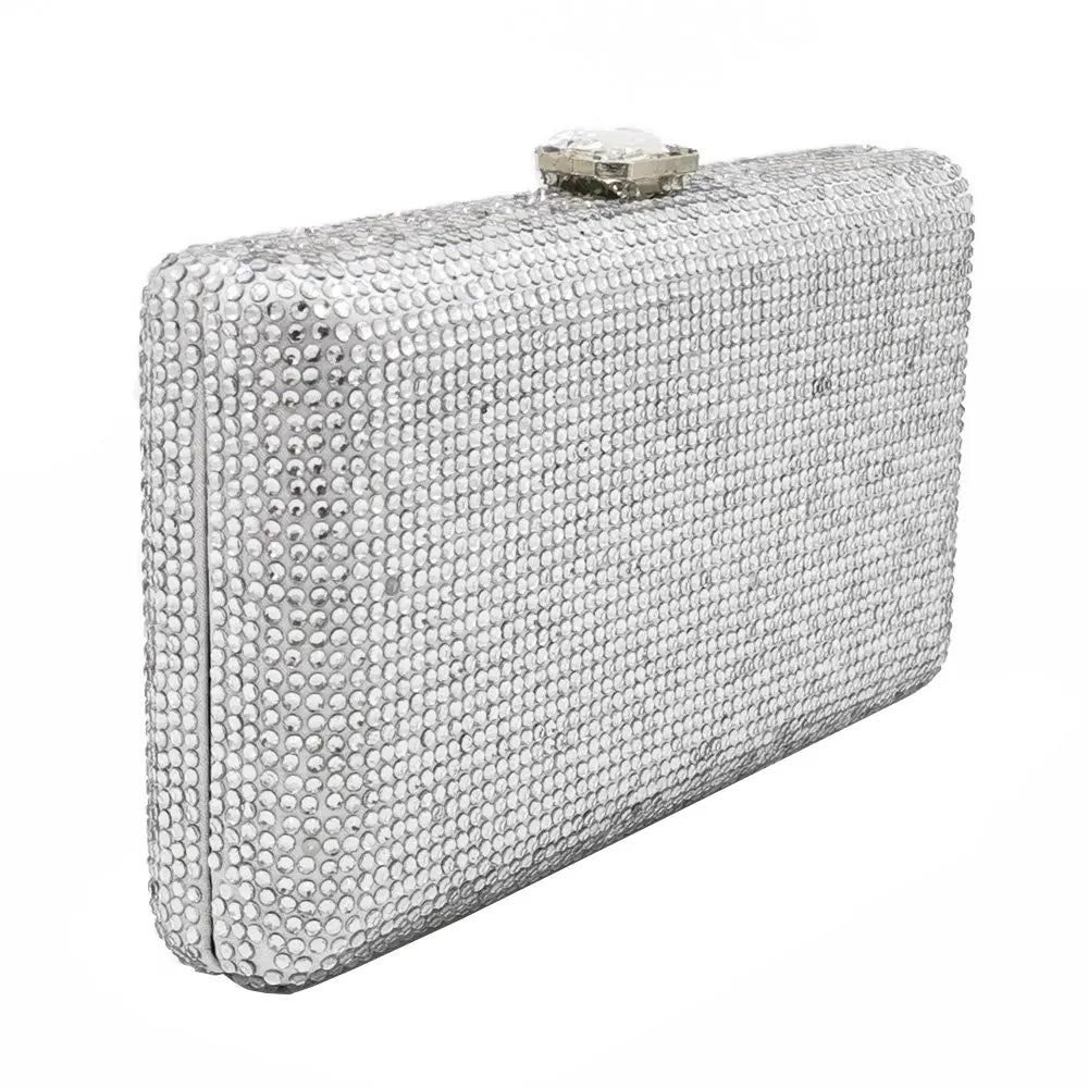 Women Black Crystal Clutch Evening Bags Wedding Bridal Rhinestone Box Handbags Party Dinner Diamond Clutch Purse