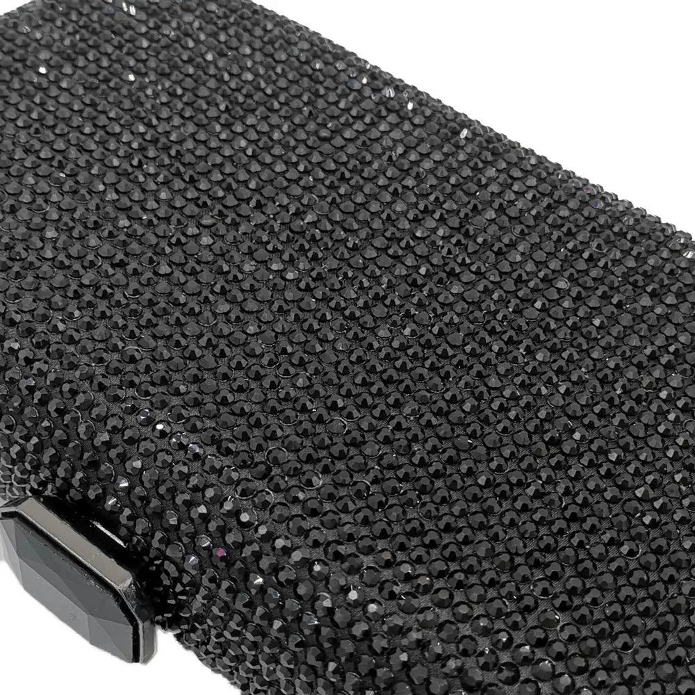 Women Black Crystal Clutch Evening Bags Wedding Bridal Rhinestone Box Handbags Party Dinner Diamond Clutch Purse