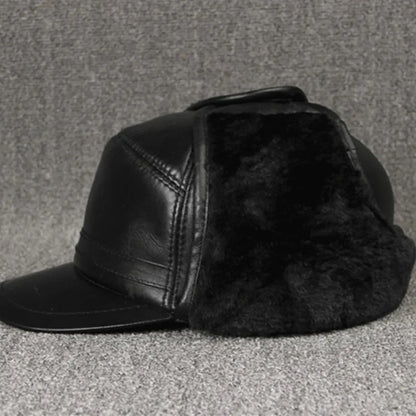 Genuine Leather caps Winter Warm Bomber Hats Sheepskin fuzz Earmuffs hat Men's Cap 모자 골프용품 땡처리 кепка casquette gorras hombre