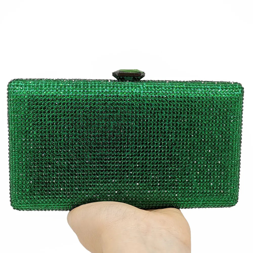 Women Black Crystal Clutch Evening Bags Wedding Bridal Rhinestone Box Handbags Party Dinner Diamond Clutch Purse