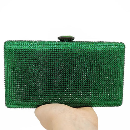 Women Black Crystal Clutch Evening Bags Wedding Bridal Rhinestone Box Handbags Party Dinner Diamond Clutch Purse