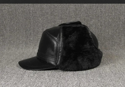 Genuine Leather caps Winter Warm Bomber Hats Sheepskin fuzz Earmuffs hat Men's Cap 모자 골프용품 땡처리 кепка casquette gorras hombre